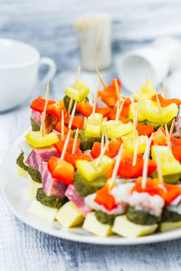 Finger Foods Toothpicks Appetizer Stock Image - Image of restaurant
