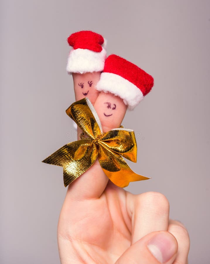 Finger-Frohe Weihnachten Stockfoto. Bild Von Hand, Karte - 63237716