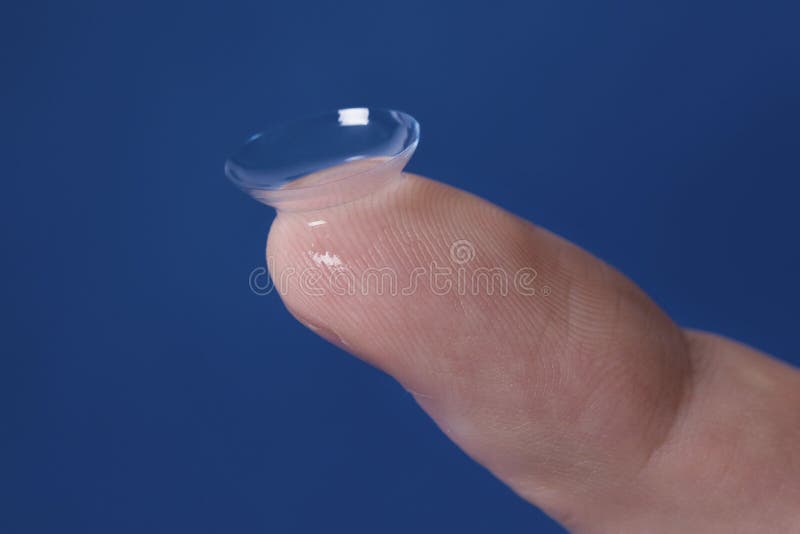 Finger Holding Contact Lens Stock Photo Image of hold, prescribed 7044968