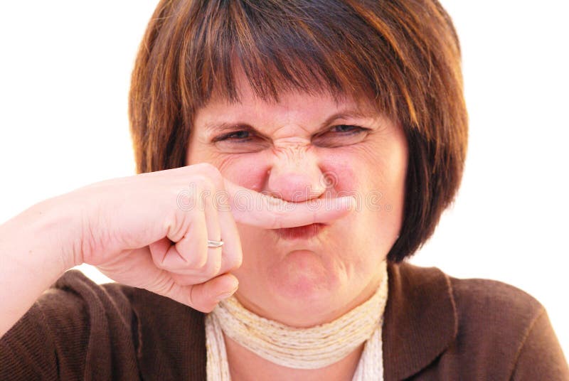 Finger, Nose, Smell, Person. Stock Image - Image of white, grimace: 5612571