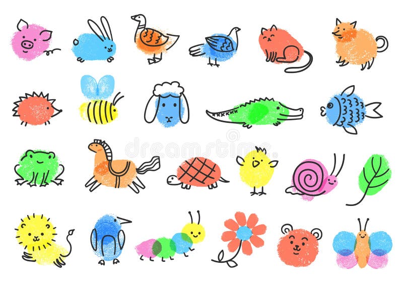 Finger Paint Art Game for Kids, Easy Fingerprint Animals. Childish Drawing with Fingerprints, Fun Educational Children Activity Stock Illustration - Illustration of activity, draw: 242096795 Finger Paint Art Game for Kids, Easy Fingerprint Animals. Childish Drawing with Fingerprints, Fun Educational Children Activity Stock Illustration - Illustration of activity, draw: 242096795
