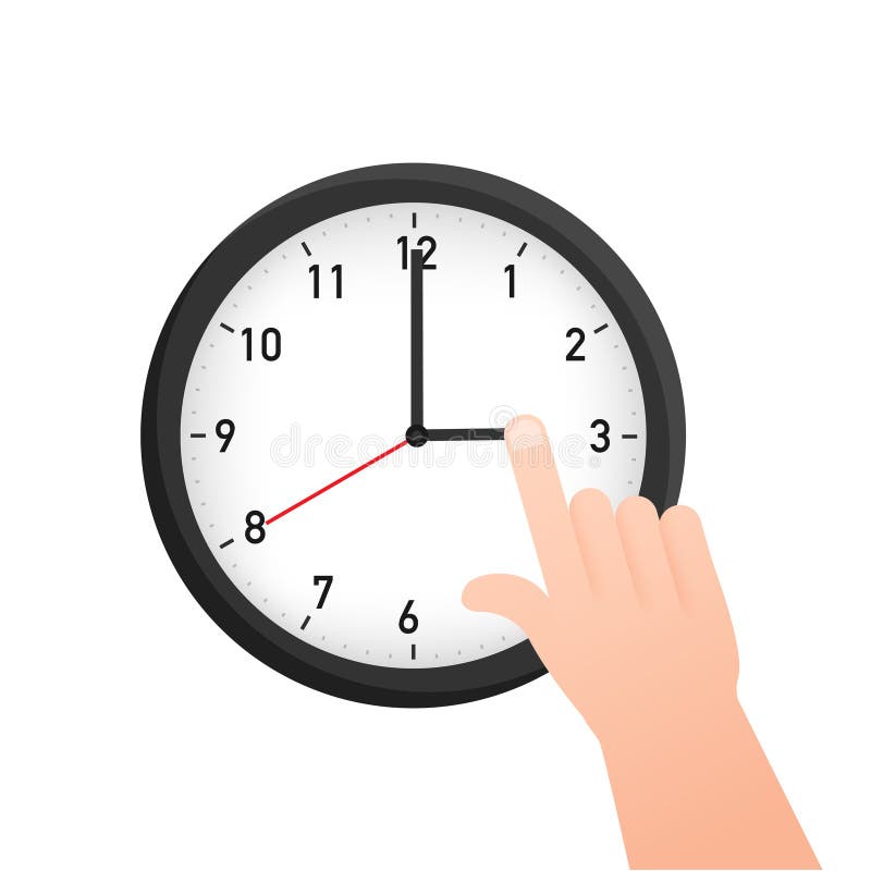 Finger Pointing on the Clock. Hurry Up. Deadline. Time is Ticking