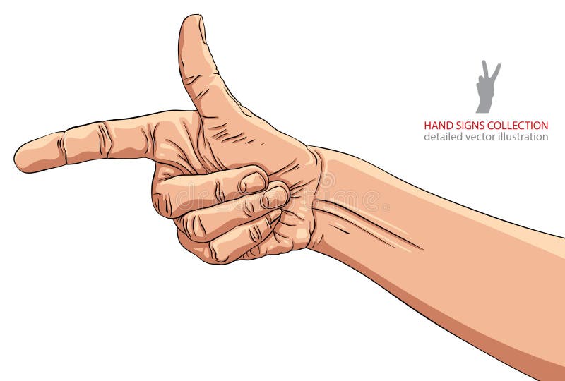 Finger pointing hand, detailed vector illustration, hand sign. stock illustration