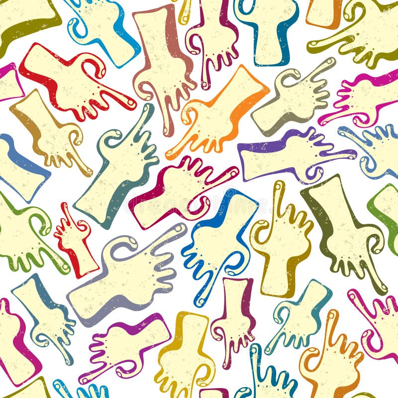 Finger pointing hands seamless pattern. stock illustration