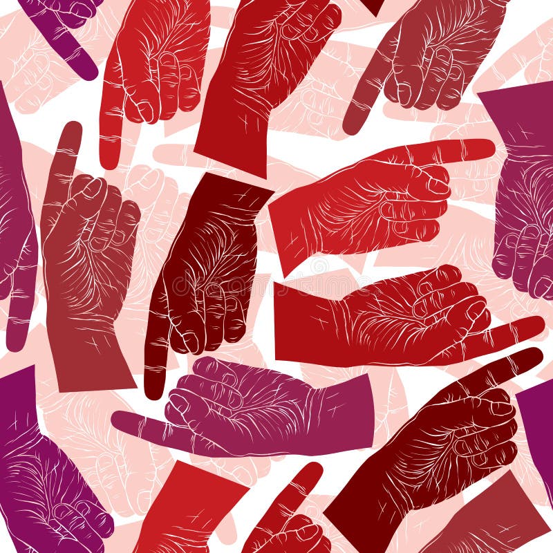 Finger pointing hands seamless pattern, vector background for wa royalty free illustration