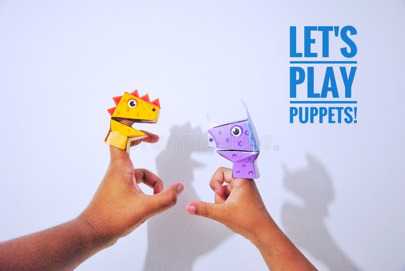 Kid was playing finger puppet. Little marionette stock images, royalty-free photos and pictures