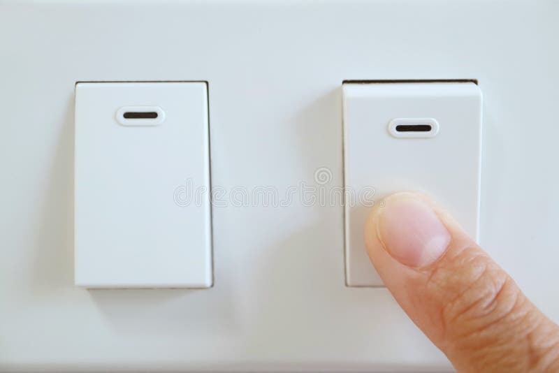 Finger Pushing a Switch for Turn Off Light Stock Photo Image of