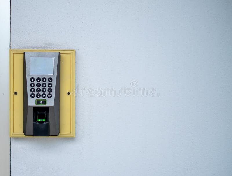 A Finger Scan Access Control System To Lock and Unlock Doors Stock