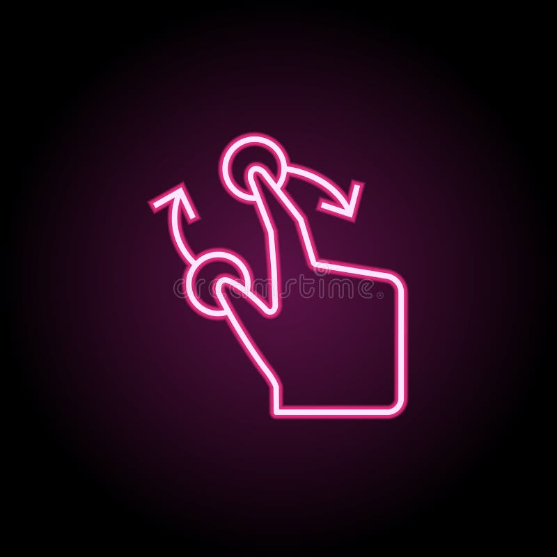 Finger, touch, move neon icon. Simple thin line, outline vector of touch gesture icons for ui and ux, website or mobile stock illustration