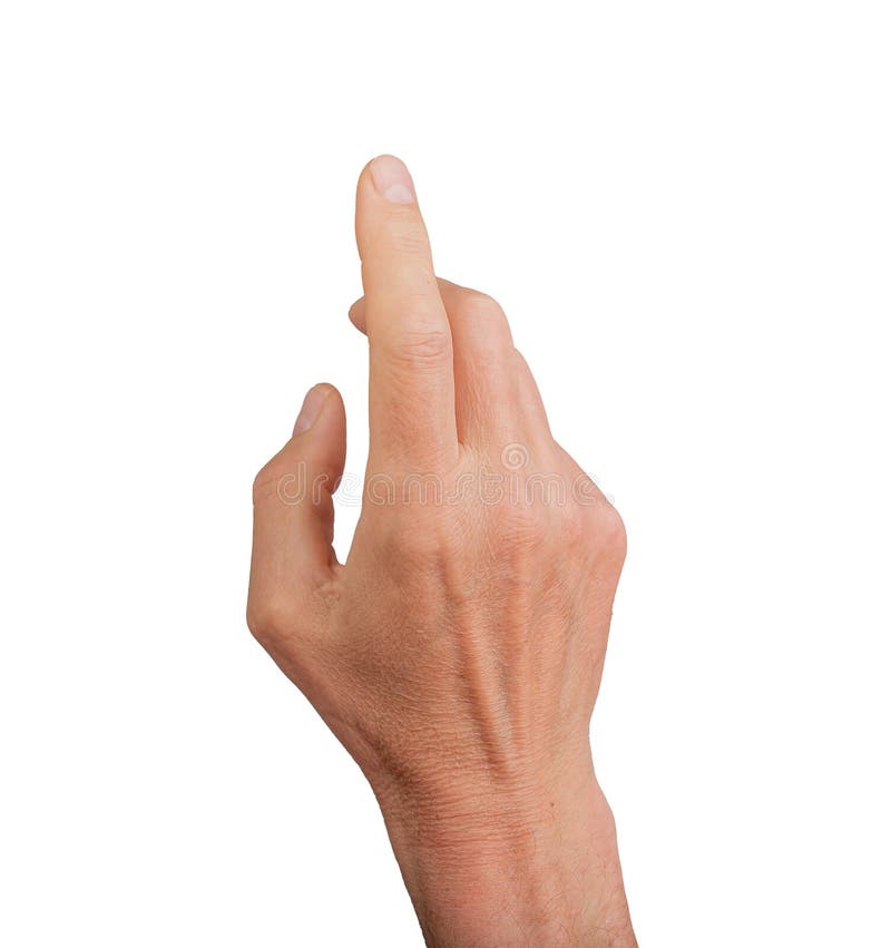 Finger touching, hand clicking. Gesturing index finger pointing, white background. Press stock images