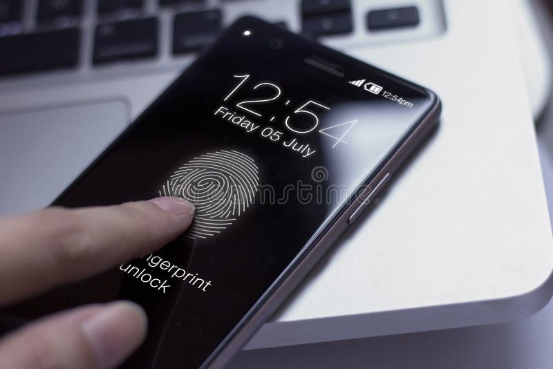 Finger touching smartphone to unlock screen. royalty free stock photo Finger touching smartphone to unlock screen. royalty free stock photo