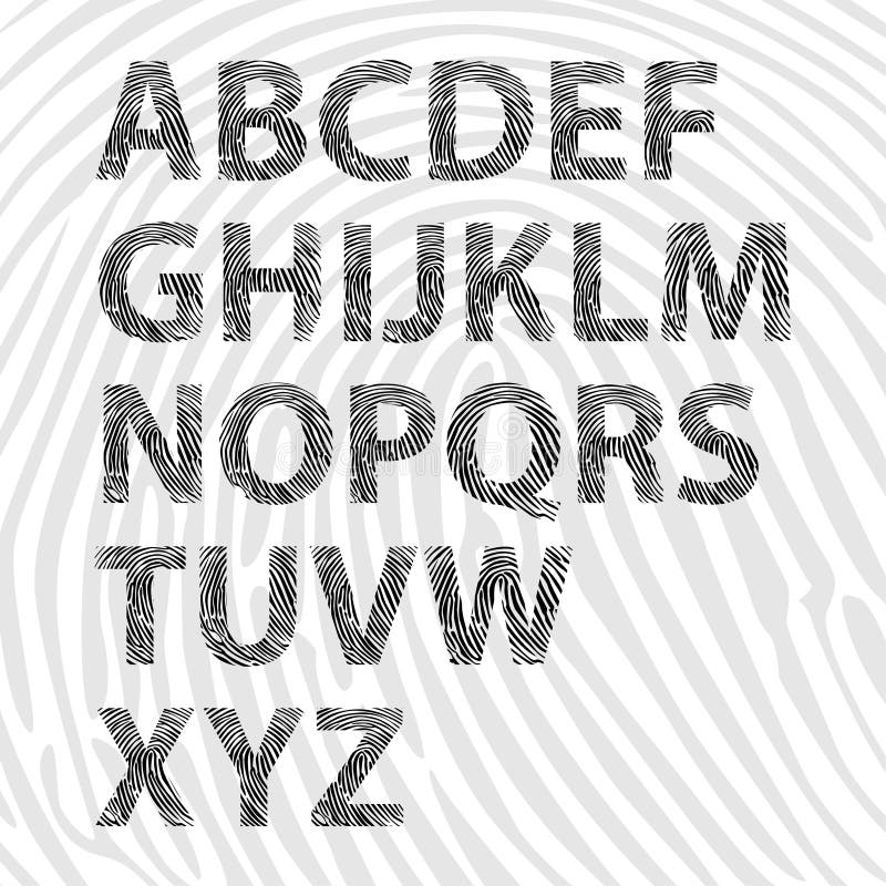 Fingerabdruckalphabetzeichen lizenzfreie abbildung Fingerabdruckalphabetzeichen lizenzfreie abbildung