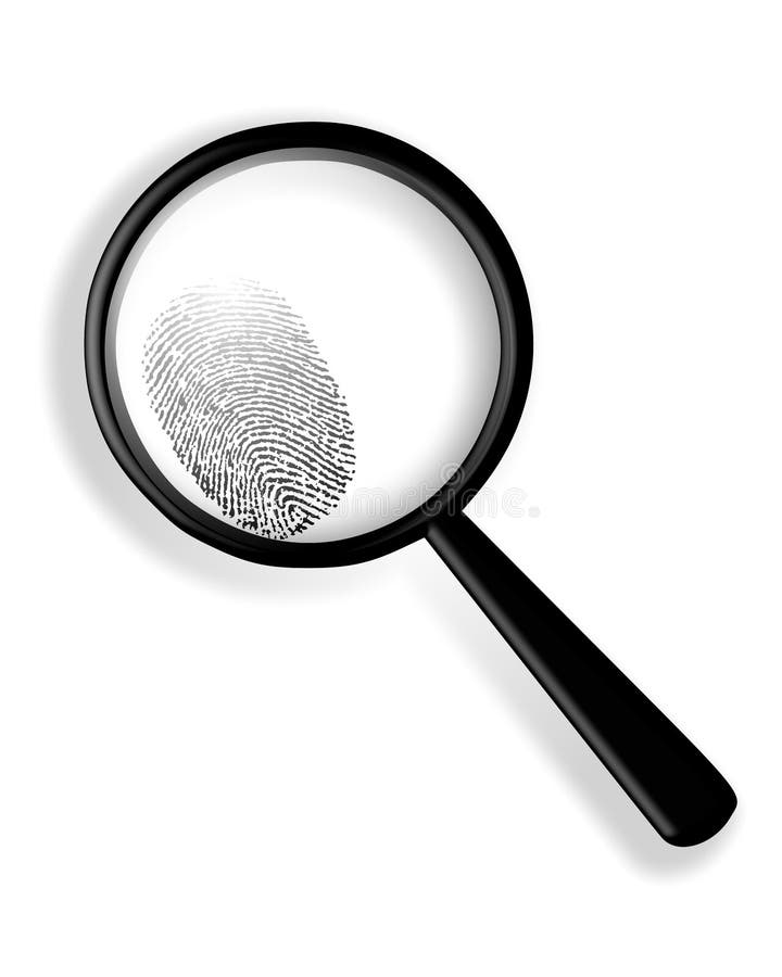 Fingeravtryckexponeringsglasförstoring vektor illustrationer