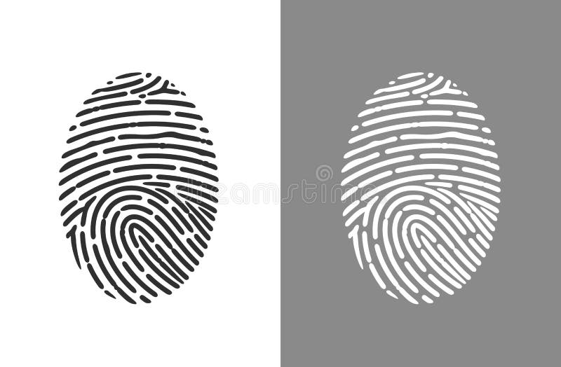 Fingeravtryckslogotyp. isolerat fingeravtryck på vit bakgrund royaltyfri illustrationer