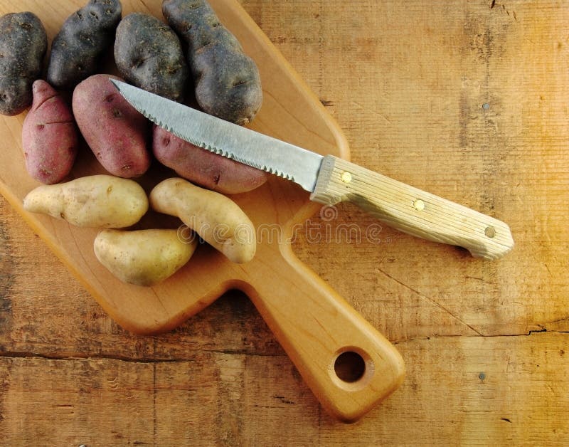 Fingerling Potatoes with Knife