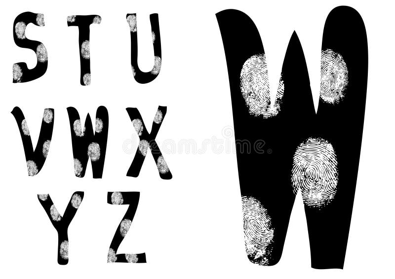 Fingerprint Alphabet Full S to Z (Set 3 of 3)