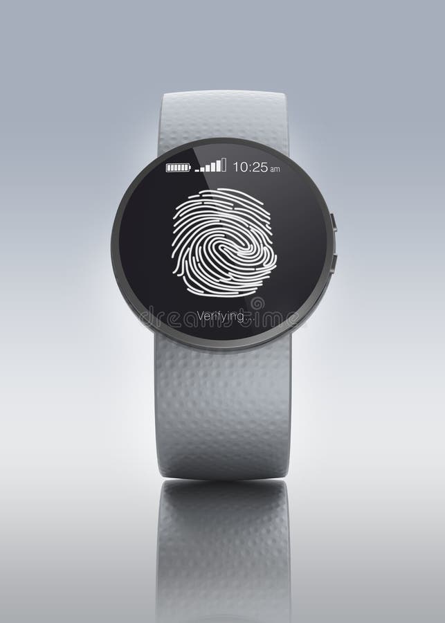 Fingerprint Authentication in Smartwatch Stock Illustration