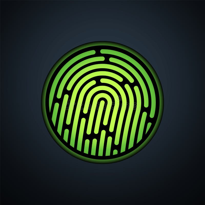 Fingerprint identification system, with green stock illustration