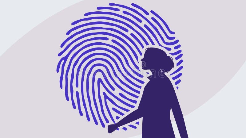 Fingerprint with Person Silhouette, Identity & Individuality, vector design Generative AI stock illustration
