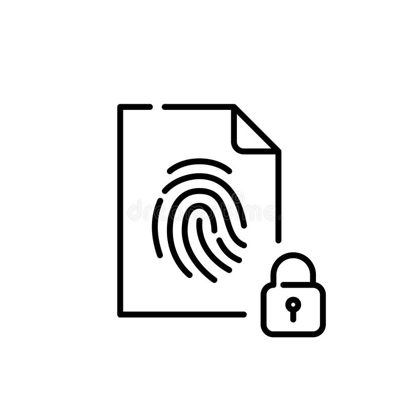 Fingerprint protected file. Pixel perfect vector icon stock illustration