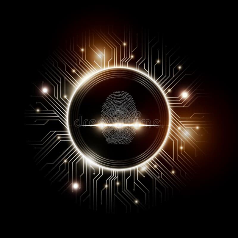 Fingerprint scan with abstract Futuristic Technology Background, Security system concept, vector illustration eps10