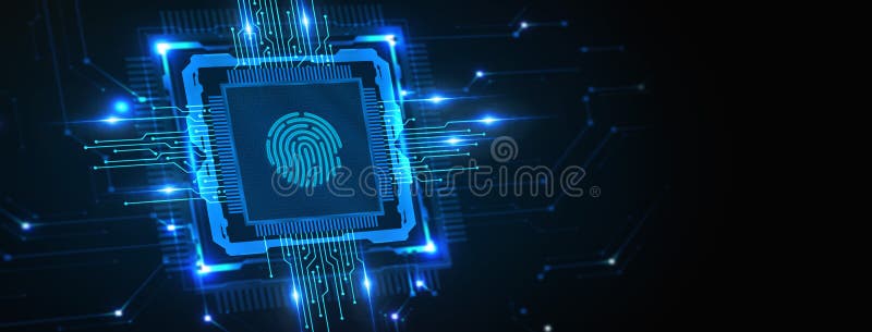 Fingerprint scan provides security. Business, technology, internet and networking concept. 3d illustration vector illustration.