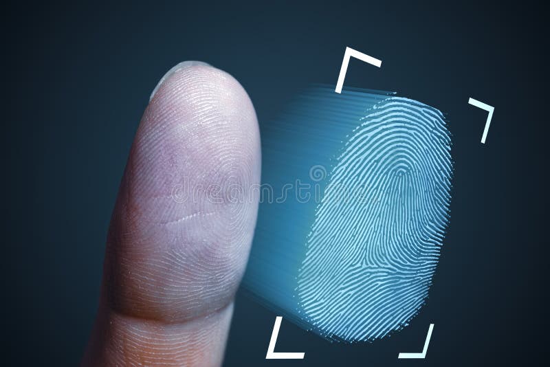 Fingerprint scanning from finger. Technology, security and biometric concept. stock image Fingerprint scanning from finger. Technology, security and biometric concept. stock image