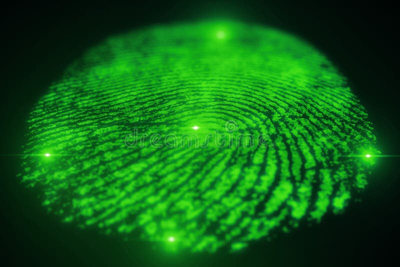 Fingerprint Scanning for Secure Access. 3D Rendering Stock Illustration Illustration of