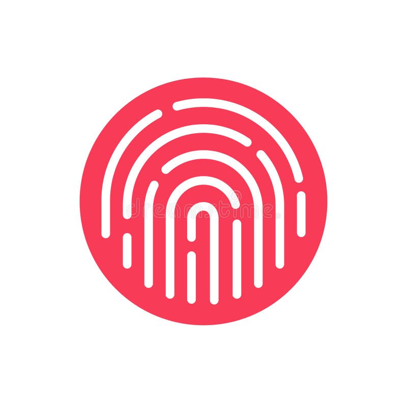 Fingerprint security button icon vector, touch finger thumb print id symbol for biometric thumbprint identification royalty free illustration