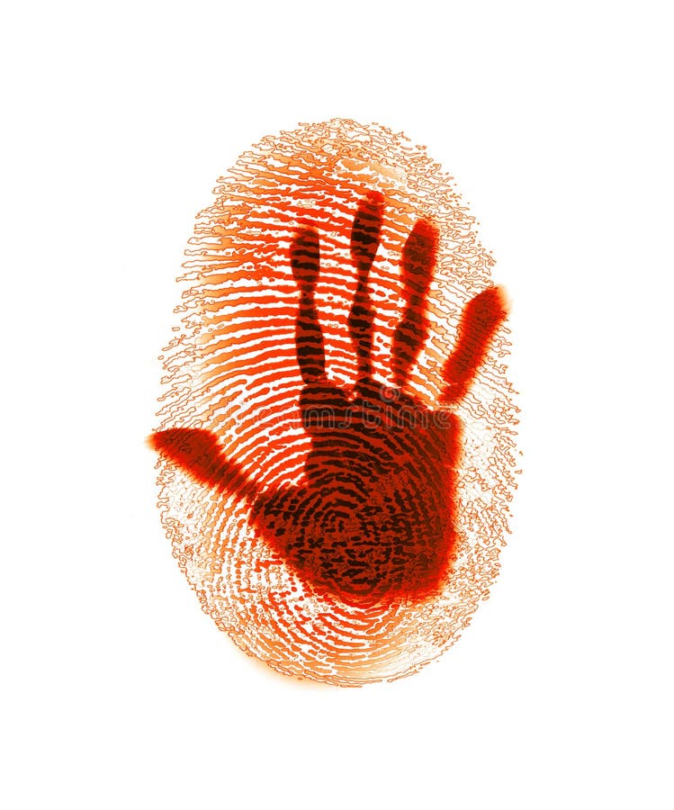 A hand and finger print together. A hand and finger print together