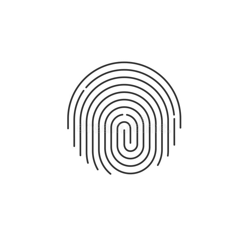 Fingerprint вектор значка, круглый форменный изолированный отпечаток пальцев иллюстрация штока
