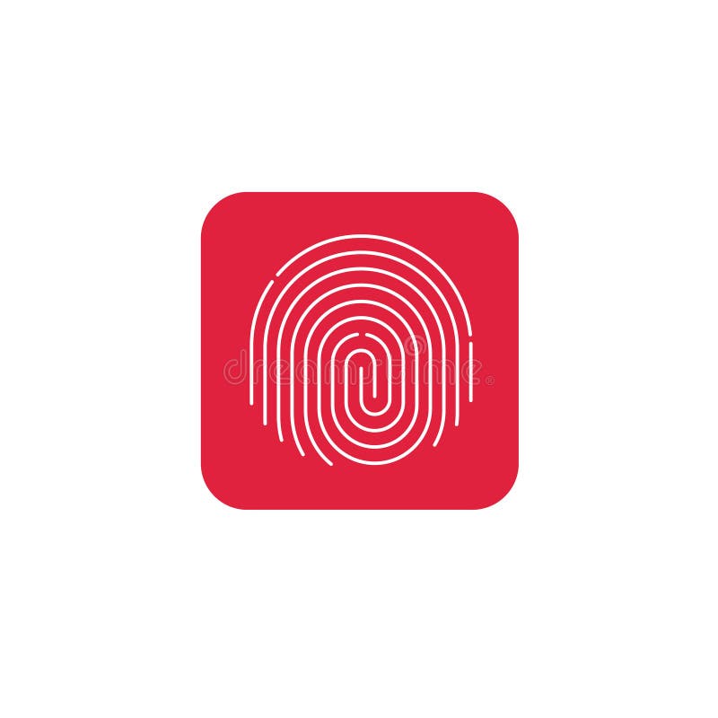 Fingerprint вектор значка, круглый форменный отпечаток пальцев на красной кнопке бесплатная иллюстрация