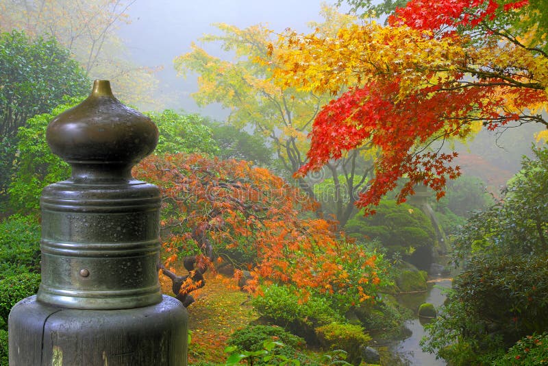 Finial on Wooden Bridge in Japanese Garden