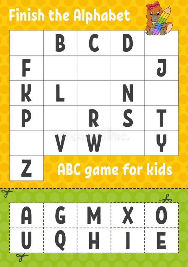 Finish the Alphabet. ABC Game for Kids. Cut and Glue. Education ...