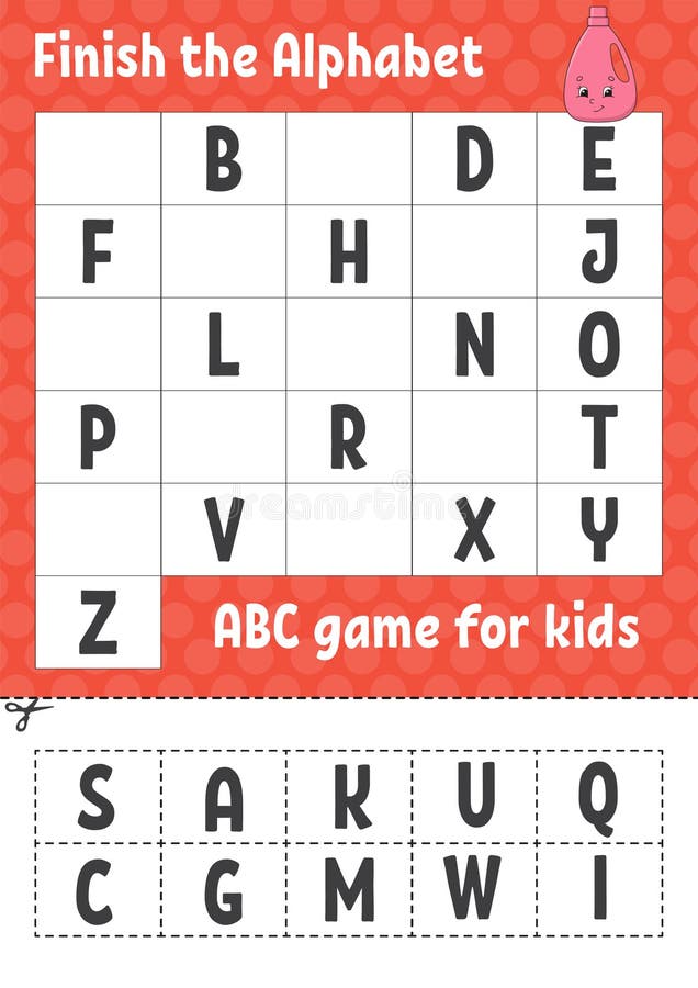 Finish the Alphabet. ABC Game for Kids. Cut and Glue. Education ...