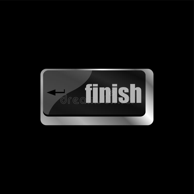 Finish button on black internet computer keyboard vector illustration
