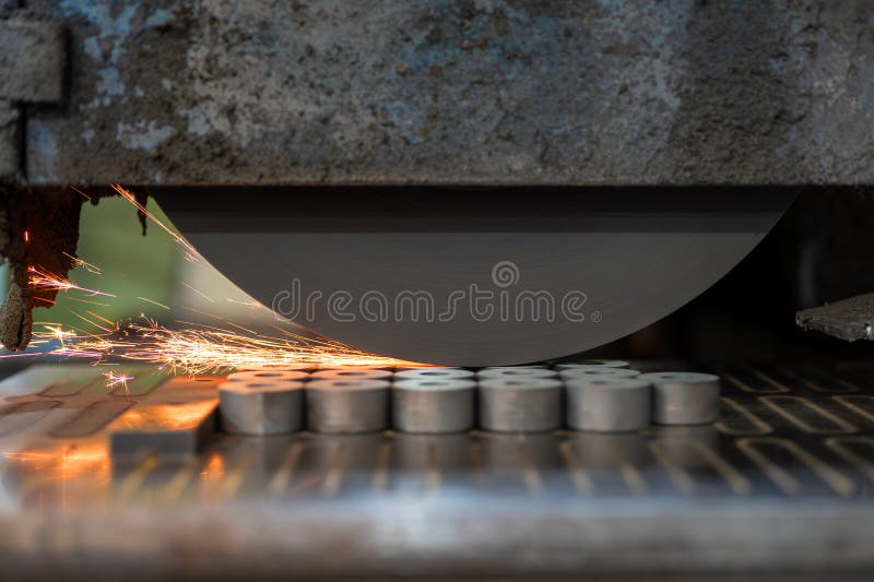 Finishing metal working on horizontal surface grinder machine royalty free stock photos