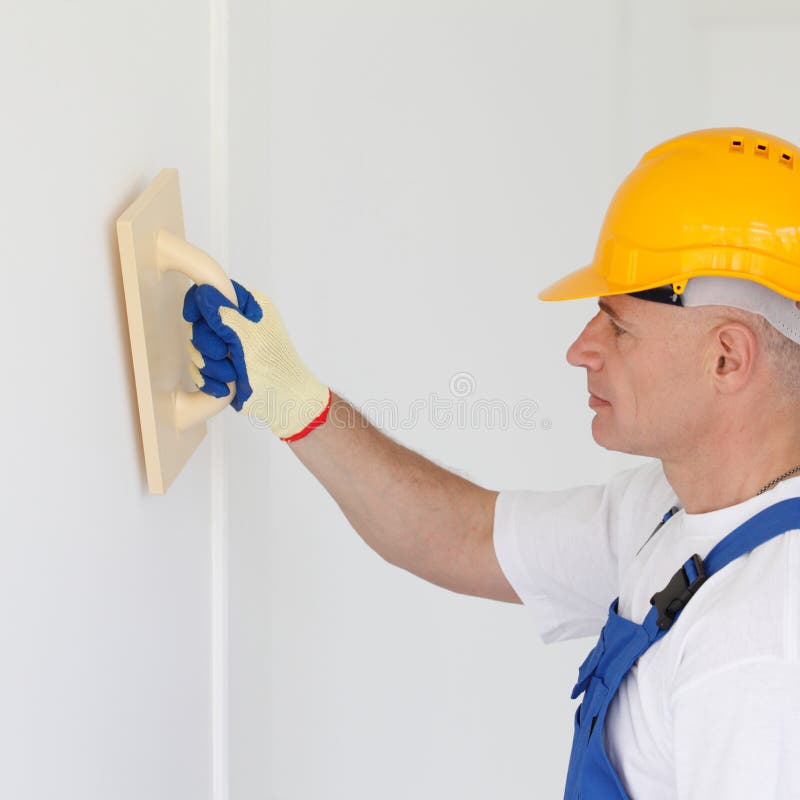 Finishing works at wall stock photo. Image of home, repair - 164136512