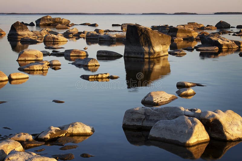 Download Finland: Rocky shoreline stock image. Image of tranquil - 20969793
