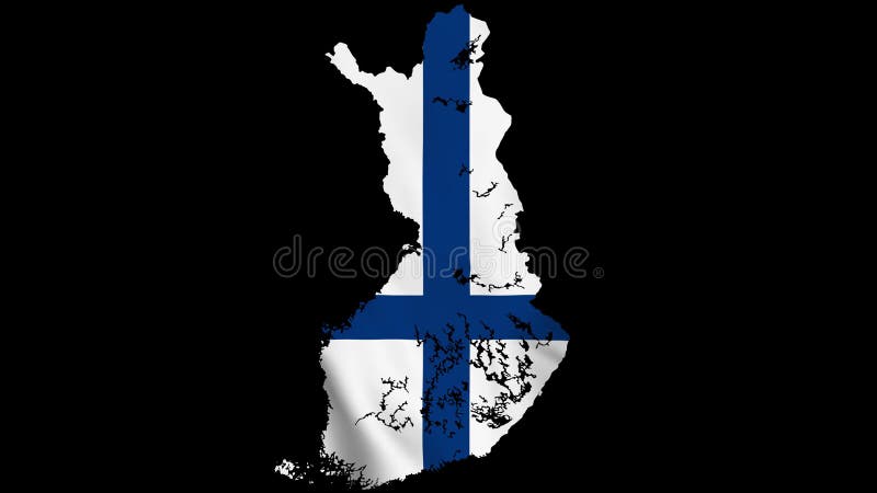 Finland waving flag map met alfakanaal en naadloze loop
