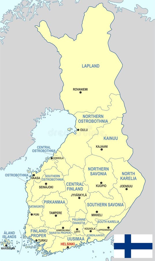 Finlandia Administracyjna Mapa Ilustracja Wektor - Ilustracja złożonej