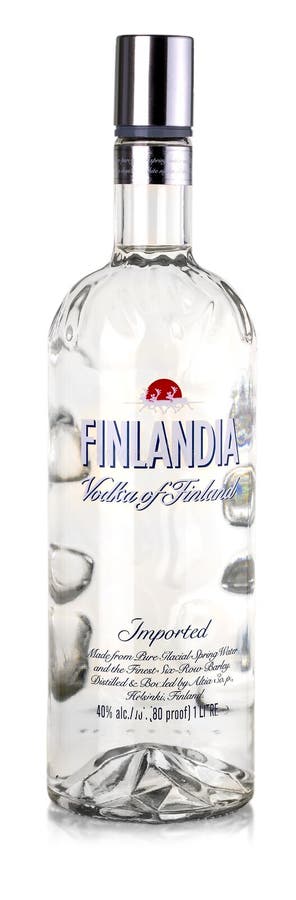 Finlandia vodka som isoleras på vit arkivfoton Finlandia vodka som isoleras på vit arkivfoton