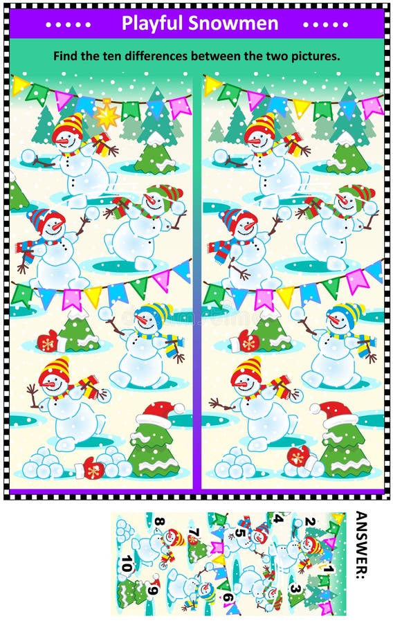 Finna skillnadbildgåtan med skämtsamma skämtsamma snögubbear stock illustrationer Finna skillnadbildgåtan med skämtsamma skämtsamma snögubbear stock illustrationer