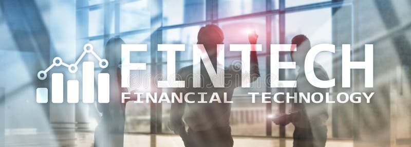 FINTECH - Financial technology, global business and information Internet communication technology. Skyscrapers background. Hi-tech royalty free stock image FINTECH - Financial technology, global business and information Internet communication technology. Skyscrapers background. Hi-tech royalty free stock image