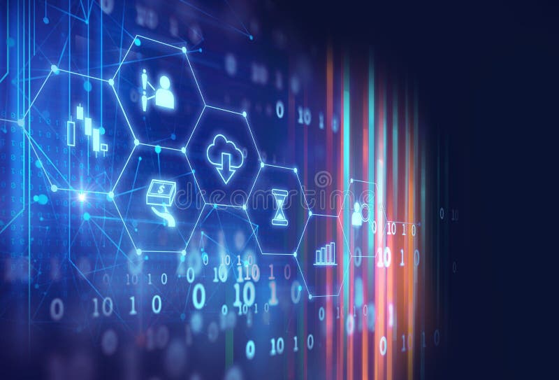 Fintech icon on abstract financial technology background .
