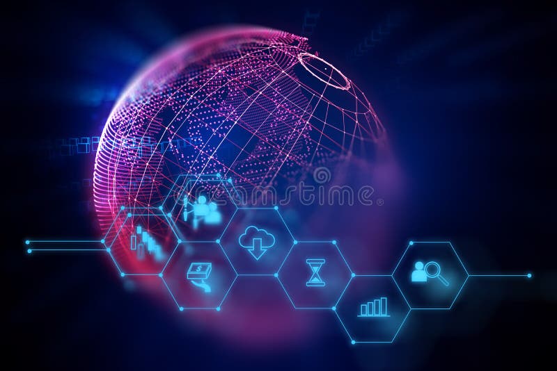 Fintech icon on abstract financial technology background. stock illustration