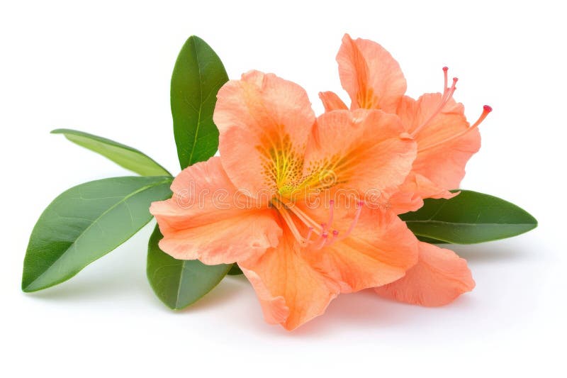 Fintvätt av orangefärgade rododendronblommor blommar på ett snyggt sätt på vit bakgrund vektor illustrationer