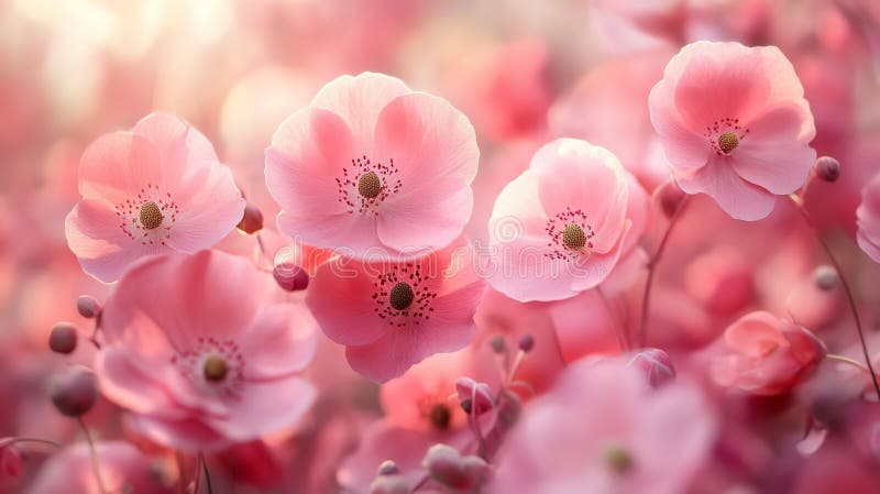 Fintvätt Gent landning på rosa blommor i mjukt ljus vektor illustrationer