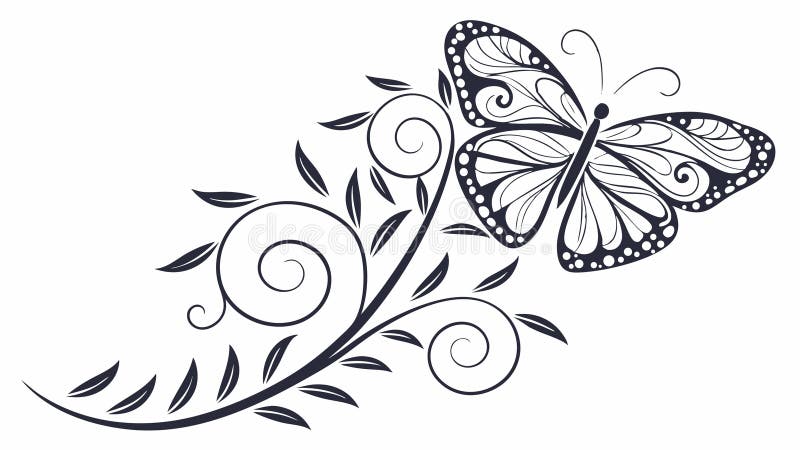 Fintvätt med Floral Scroll Vector Nature&Elegance vetor design Generative AI vektor illustrationer