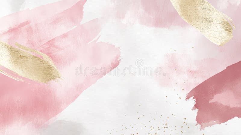 Fintvätt och Gilded Strokes : Abstract Watercolor Texture with Subtle Golden accents on White (nypa, gyllene accents på vitt) stock illustrationer